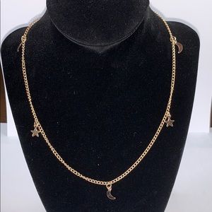 Moon and Star gold choker necklace